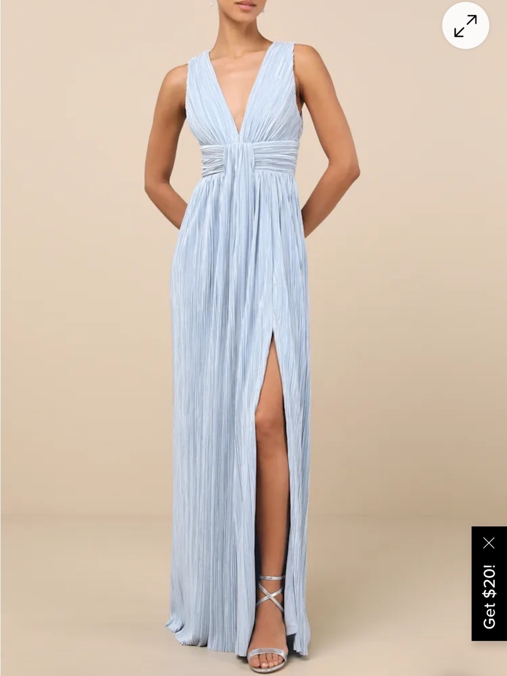 Lulus Melitta Light Blue Plisse Sash Maxi Dress Size XL
